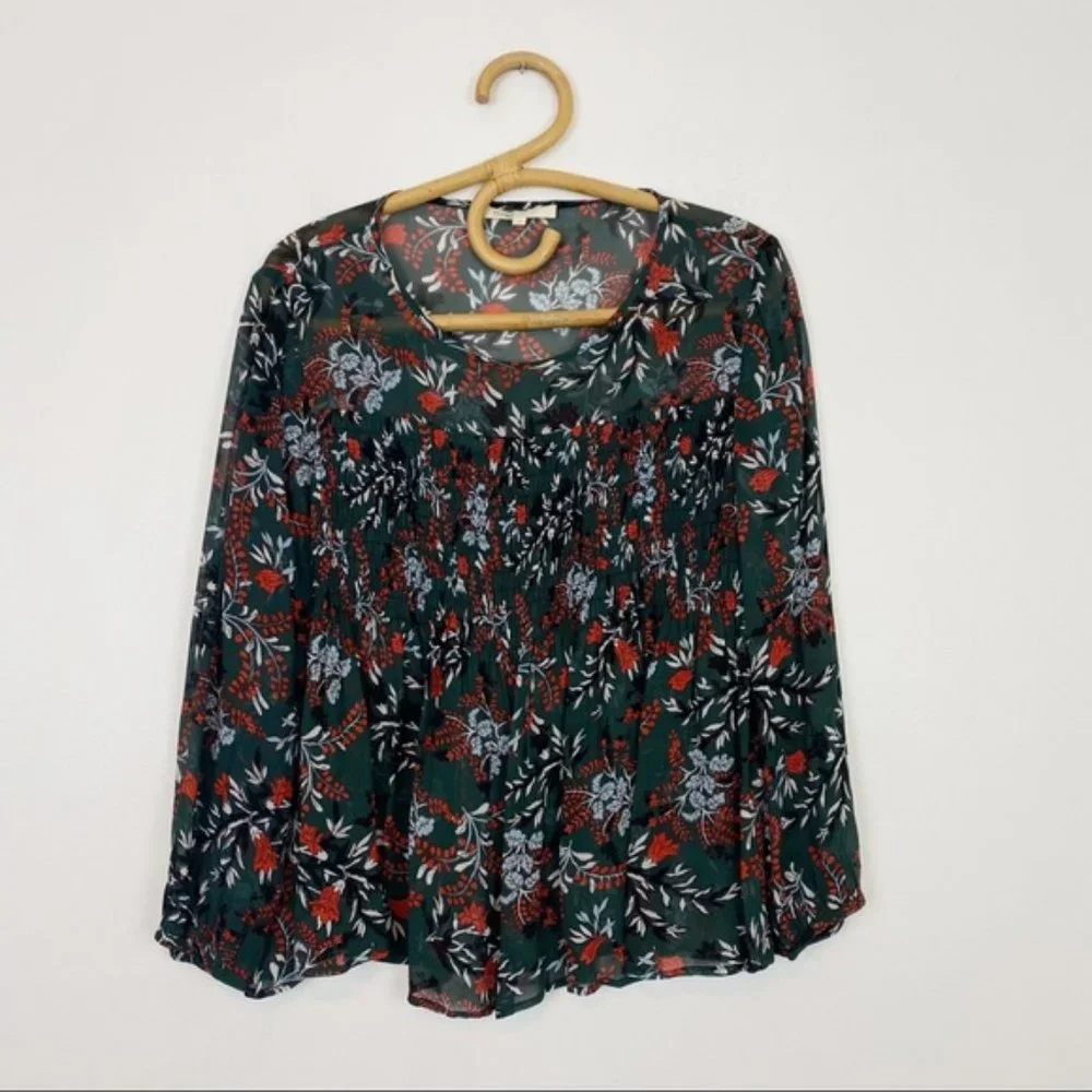 Maje | Lo Fleur Crepe Georgette Sheer Blouse Size 3 / L / 8/10 - Picture 2 of 9
